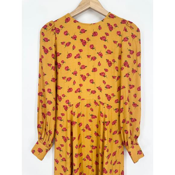 REFORMATION Josephine Midi Dress Floral Puff Long Sleeve Crew Neck Maxi, Amelia - Picture 6 of 15